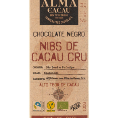 Chocolate Negro 60% Cacau com Nibs - Alma do Cacau
